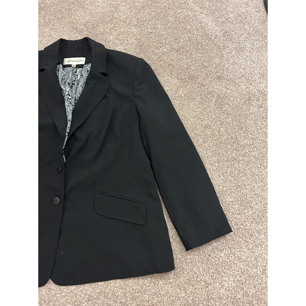 Jones New York Suit Blazer Womens 16 Black Excellent Paisley Lining Stretch - Picture 4 of 12